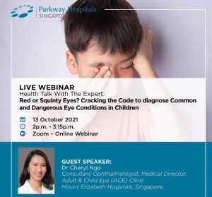 Poster for webinar on common eye conditions in children