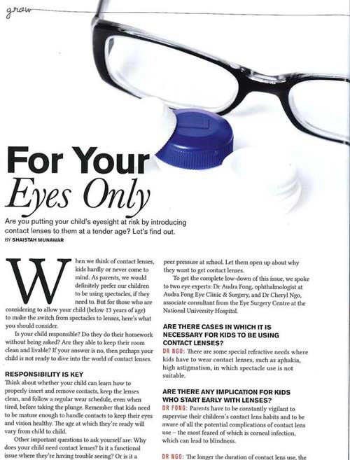 eye specialist media articles - Singapore’s Child October 2014